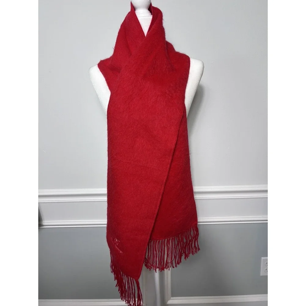 Alpaca Camargo Red Alpaca Wool Blend Scarf Embroidered Made in Peru Fringe  Soft